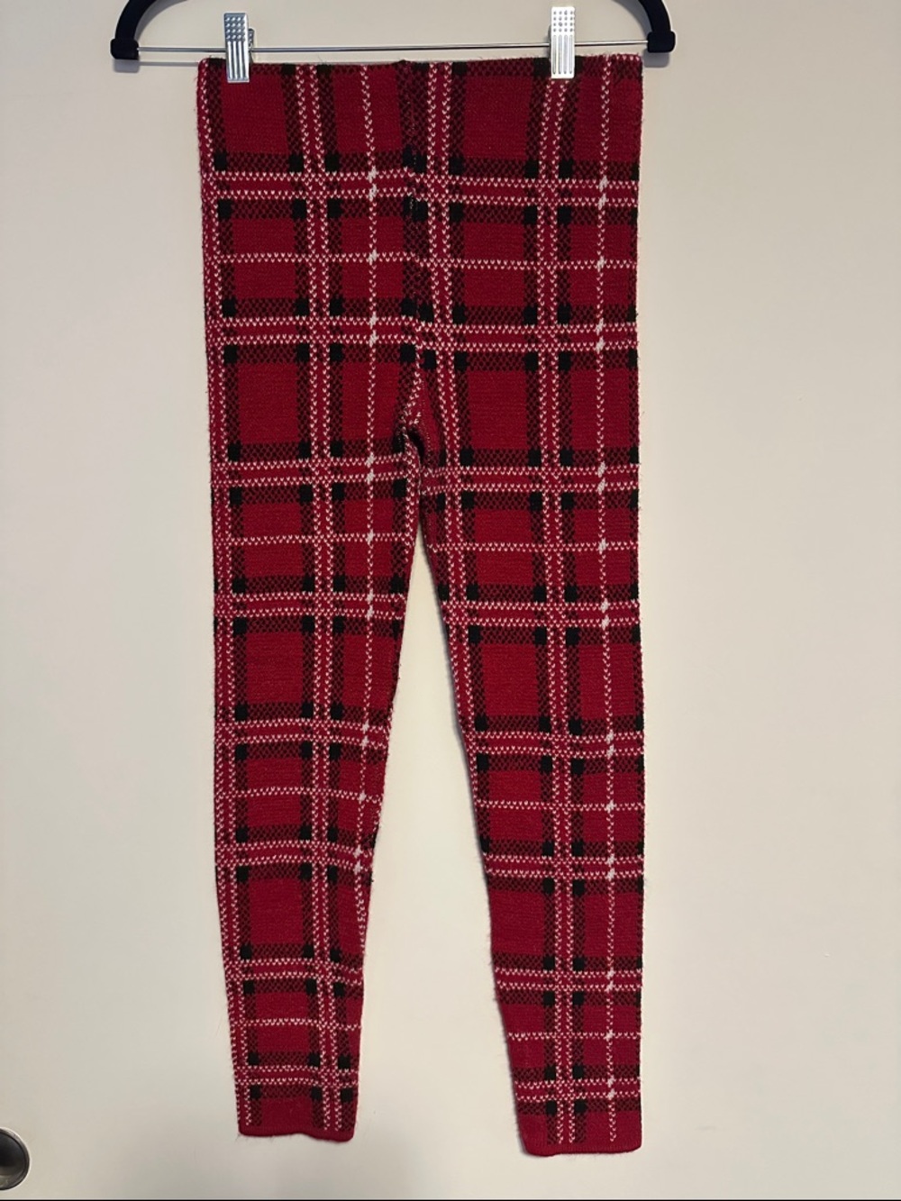 Women's Red Plaid Knit Leggings - Authentic directly from Scottland